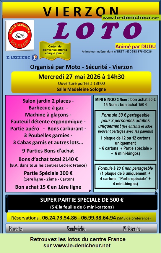 Affiche du loto Loto de Moto Sécurité Vierzon *