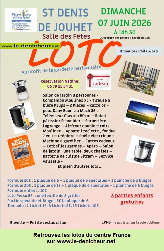 Affiche du loto Loto de Famille rurales *