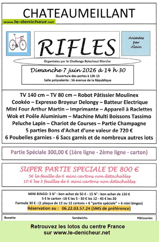 Affiche du loto Rifles du Challenges Boischaut Marche /