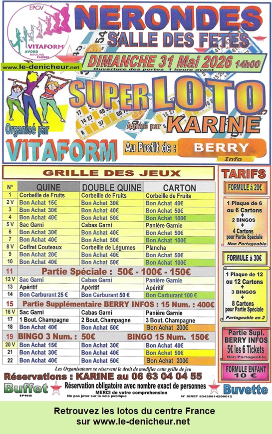 Affiche du loto Loto au profit de Berry Info *