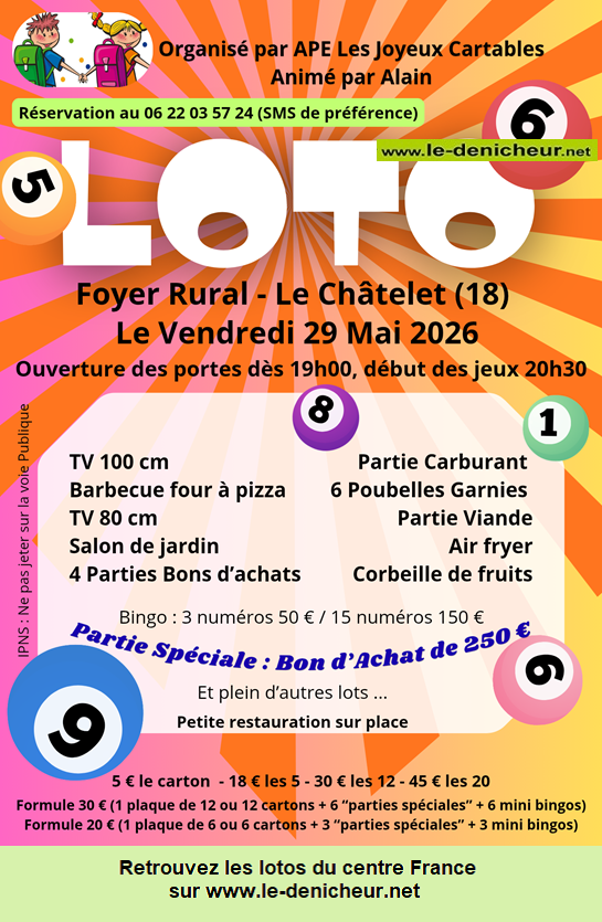 Affiche du loto Loto de l'APE "Les joyeux cartables" /